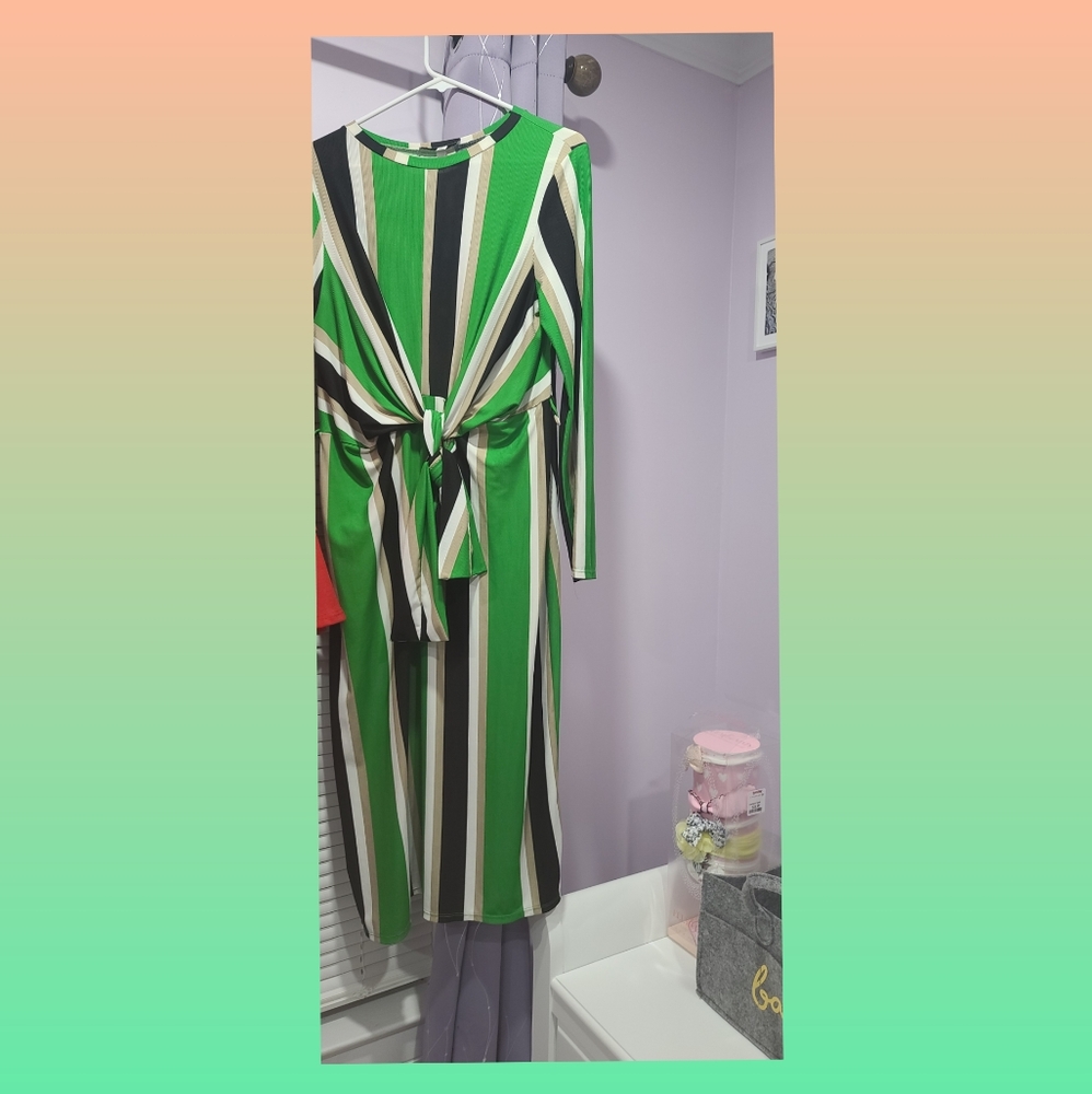 Green cross tie dress